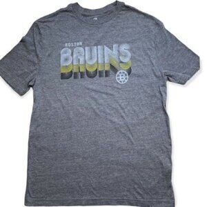 Fanatics Boston Bruins Short Sleeve Gray T Retro Font Men’s M Women’s XL NHL